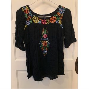 Kas Designs Floral Embroidered Shirt